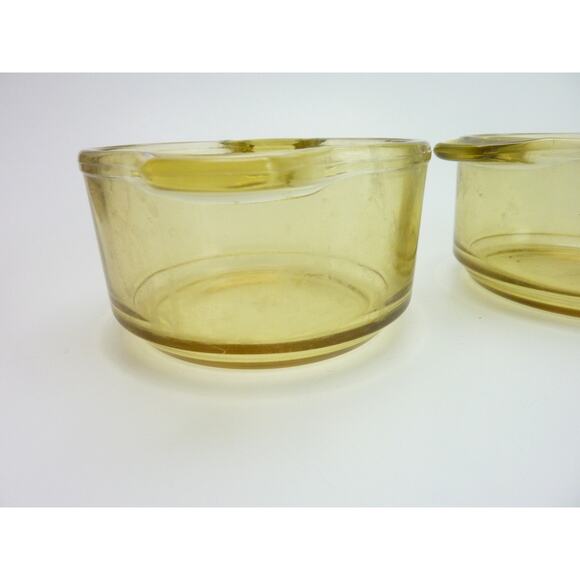 Pair of Gold Yellow Vintage Baking Dishes Ramekins Retro Kitchen Decor - Picture 3 of 4